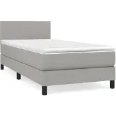 vidaXL Boxspring met matras stof lichtgrijs 90x190 cm