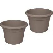 Nicoli Bloempot Rond Premium 40cm + Bodemgaten TAUPE / 2 STUKS ! /