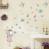 Tofok Muursticker | kamersticker | kinderkamer | badkamersticker | meubelsticker | | meisje met vlinders