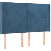 vidaXL Hoofdbord met randen 147x16x118/128 cm fluweel donkerblauw