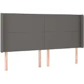 vidaXL Hoofdbord met randen 183x16x118/128 cm kunstleer grijs