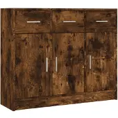 vidaXL Dressoir 91x28x75 cm bewerkt hout gerookt eikenkleurig