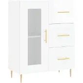 vidaXL Dressoir 69,5x34x90 cm bewerkt hout hoogglans wit