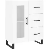 vidaXL Dressoir 69,5x34x90 cm bewerkt hout hoogglans wit