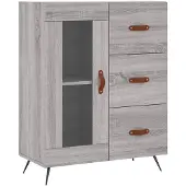 vidaXL Dressoir 69,5x34x90 cm bewerkt hout grijs sonoma eikenkleurig