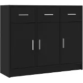 vidaXL Dressoir 91x28x75 cm bewerkt hout zwart