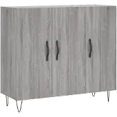 vidaXL Dressoir 90x34x80 cm bewerkt hout grijs sonoma eikenkleurig