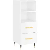 vidaXL Dressoir 34,5x34x90 cm bewerkt hout hoogglans wit
