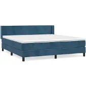 vidaXL Boxspring met matras fluweel donkerblauw 160x200 cm