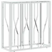 vidaXL Wandtafel 70x30x70 cm roestvrij staal en glas zilverkleurig