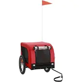 vidaXL Hondenfietstrailer oxford stof en ijzer rood en zwart