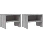 vidaXL Nachtkastjes 2 st 40x30x30 cm bewerkt hout grijs sonoma eiken