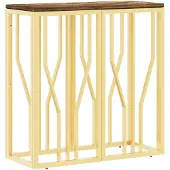vidaXL Wandtafel roestvrij staal en massief gerecycled hout goudkleur