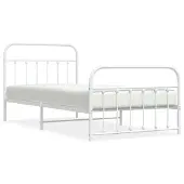 vidaXL Bedframe met hoofd- en voeteneinde metaal wit 100x200 cm