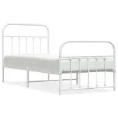 vidaXL Bedframe met hoofd- en voeteneinde metaal wit 90x190 cm