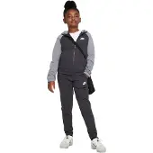 Nike Sportswear Poly Trainingspak Full-Zip Hooded Kids Zwart Grijs Wit