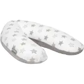 Snoozzz Voedingskussen Premium Kwaliteit - 185 cm - Microparel Vulling - Luxe Draagtas - Wasbare Hoes - Ster Grijs