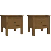 vidaXL Bijzettafels 2 st 40x40x39 cm massief grenenhout honingbruin