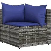 vidaXL Tuinhoekbank met kussens poly rattan grijs