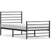 vidaXL Bedframe met hoofd- en voeteneinde metaal zwart 90x200 cm