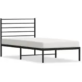 vidaXL Bedframe met hoofdbord metaal zwart 107x203 cm