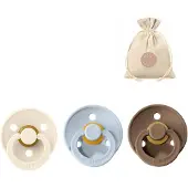 BIBS spenen T3 met speenzakje - Ivory, Baby blue en Dark oak - 18 tot 24 maanden