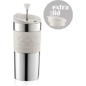 Bodum Travel Press Set met Extra Deksel White 350 ml RVS