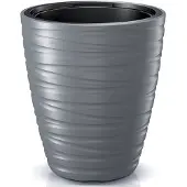 Prosperplast Plantenpot/bloempot Amazing - buiten/binnen - kunststof - steengrijs - D30 x H33 cm - Plantenpotten