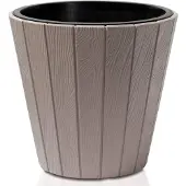 Prosperplast Plantenpot/bloempot Wood Style - buiten/binnen - kunststof - beige - D30 x H28 cm - Plantenpotten
