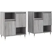 vidaXL Dressoirs 2 st bewerkt hout grijs sonoma eikenkleurig