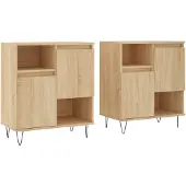 vidaXL Dressoirs 2 st bewerkt hout sonoma eikenkleurig