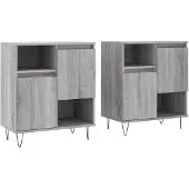 vidaXL Dressoirs 2 st bewerkt hout grijs sonoma eikenkleurig