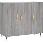 vidaXL Dressoir 90x34x80 cm bewerkt hout grijs sonoma eikenkleurig