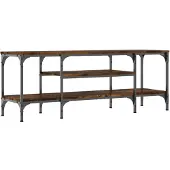 vidaXL Tv-meubel 121x35x45 cm bewerkt hout en ijzer gerookt eikenkleur