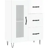 vidaXL Dressoir 69,5x34x90 cm bewerkt hout hoogglans wit