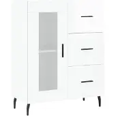 vidaXL Dressoir 69,5x34x90 cm bewerkt hout hoogglans wit