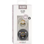 BIBS Colour Schnuller - Gr. 2 - 2er-Pack - Rund - Sand/Iron - - One Size - Schnuller