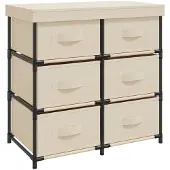 vidaXL Opbergkast met 6 lades 55x29x55 cm staal crèmekleurig