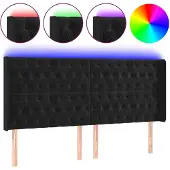 vidaXL Hoofdbord LED 203x16x118/128 cm fluweel zwart