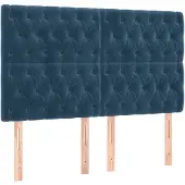 vidaXL Hoofdbord donkerblauw 160x7x118/128 cm fluweel