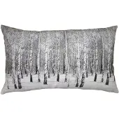 Clayre & Eef Kussenhoes 30x50 cm Grijs Polyester Rechthoek Boom Sierkussenhoes Grijs Sierkussenhoes