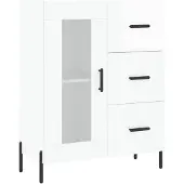 vidaXL Dressoir 69,5x34x90 cm bewerkt hout hoogglans wit