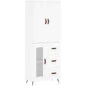 vidaXL Hoge kast 69,5x34x180 cm bewerkt hout wit