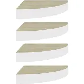 vidaXL Hoekwandschappen 4 st 35x35x3,8 cm MDF eikenkleurig en wit