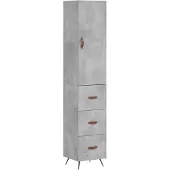 vidaXL Hoge kast 34,5x34x180 cm bewerkt hout betongrijs