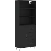 vidaXL Hoge kast 69,5x34x180 cm bewerkt hout zwart
