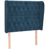 vidaXL Hoofdbord met randen 93x23x118/128 cm fluweel donkerblauw
