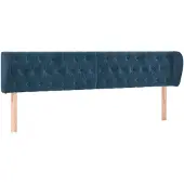 vidaXL Hoofdbord met randen 183x23x78/88 cm fluweel donkerblauw