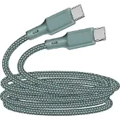 BigBen Interactive USB-C naar USB-C kabel - Recyclebaar - Gevlochten katoen - 3A - 2 meter - Groen