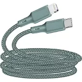 Just Green Kabel - - Recycleerbaar in katoen USB C/Lightning 2 m - Opladen en synchronisatie - Nachtgroen